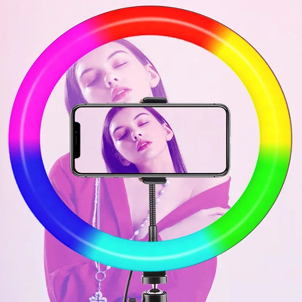 Vibe Geeks 26cm RGB LED Selfie Ring Fill Light with Tripod