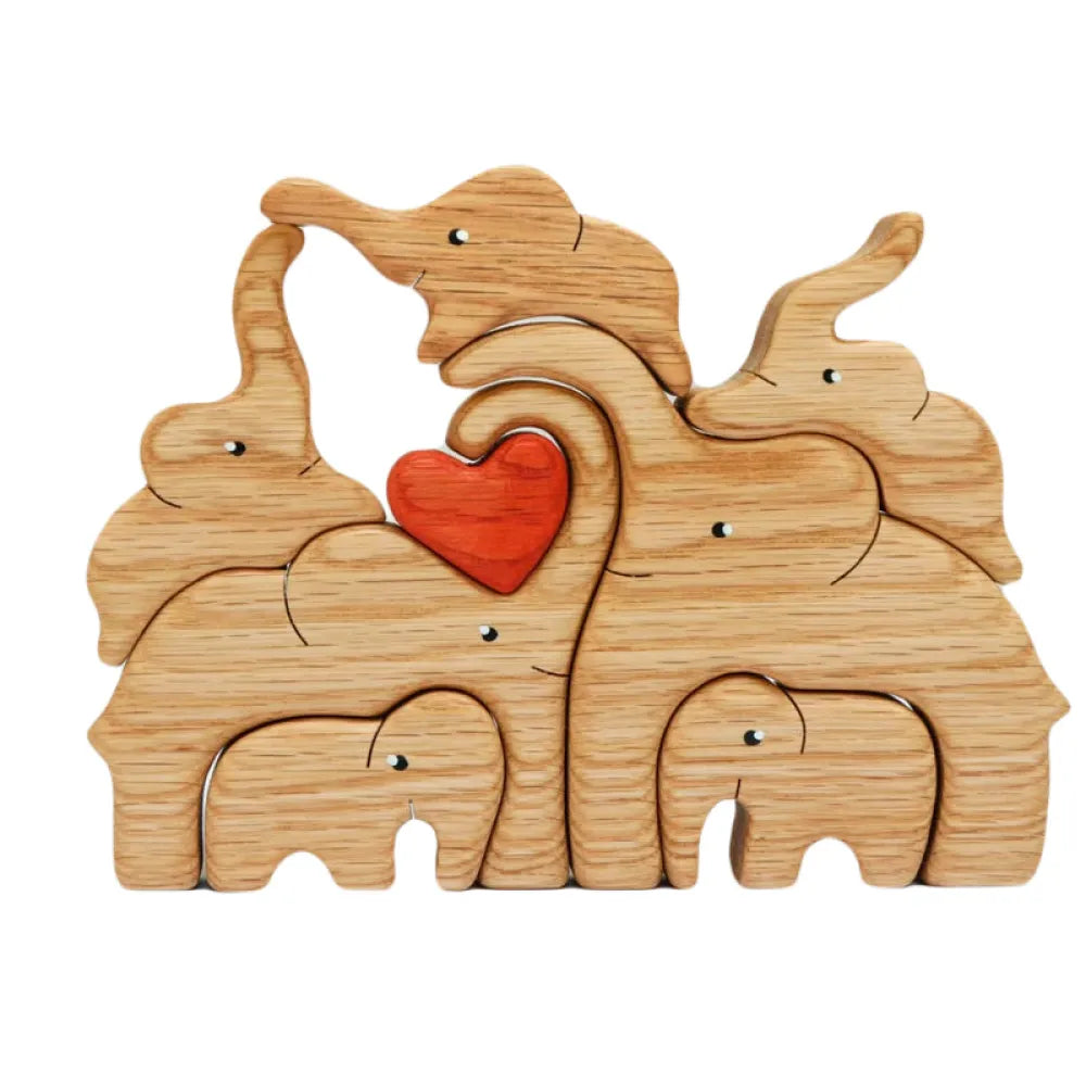 Vibe Geeks Wooden Elephant Family Stackable Figurine