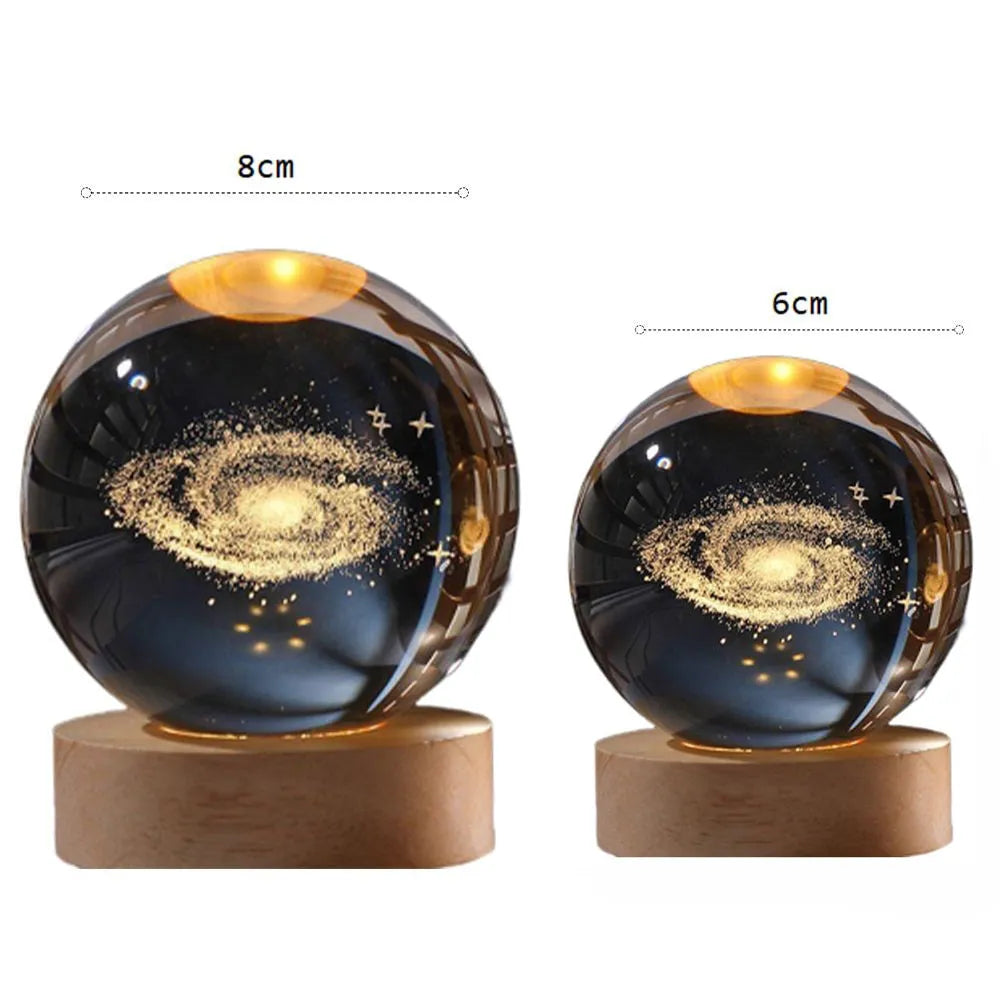 Vibe Geeks Crystal Ball Lamp with Wooden Base for Beside