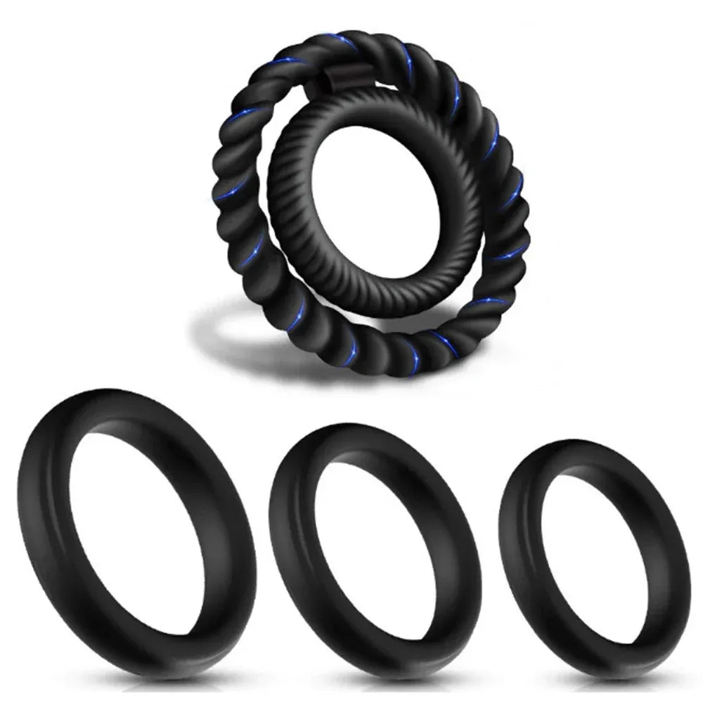 4Pcs Silicone Cock Rings For Men Delay Ejaculation Reusable