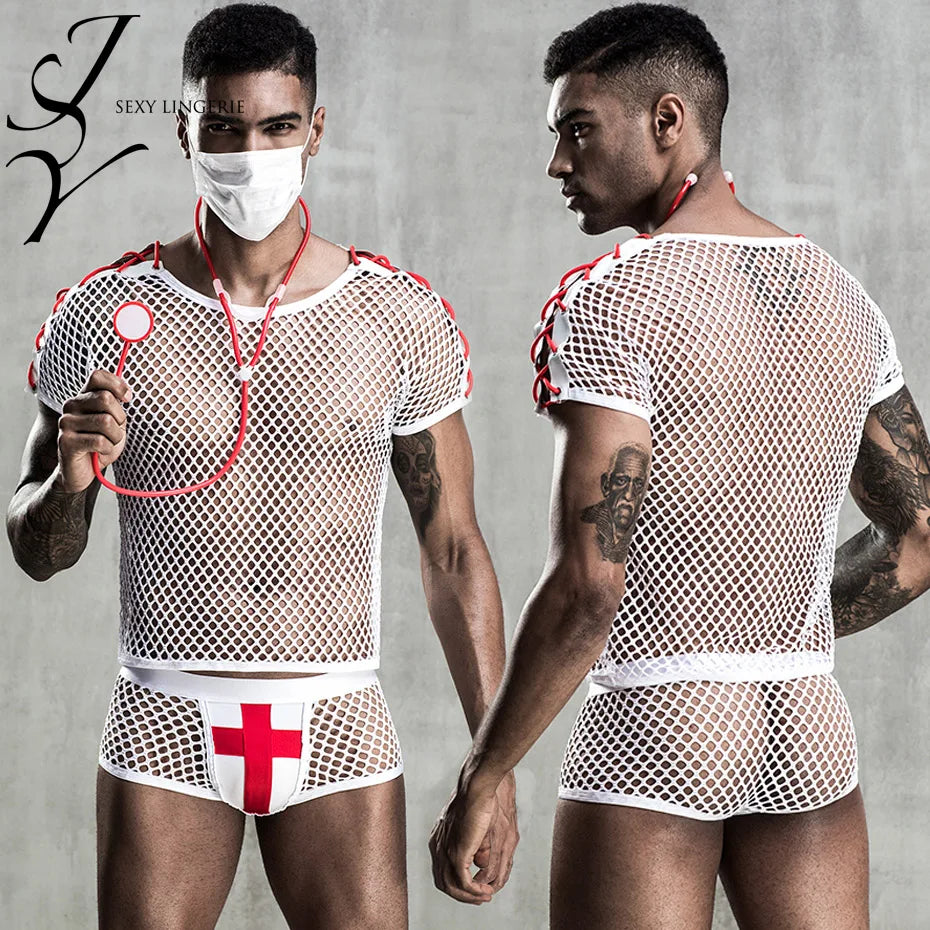 Alluring Doctor Cosplay Lingerie Set White Coat & Pants