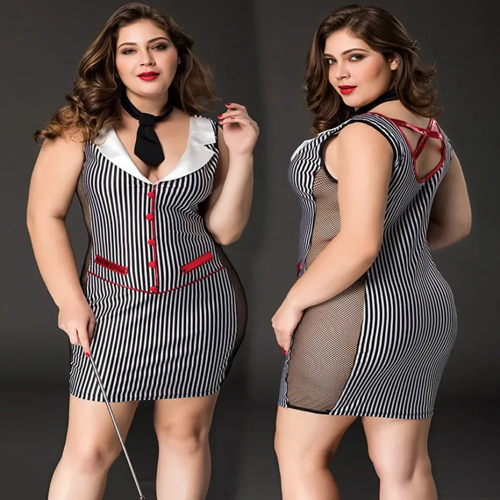 Alluring Leopard Bodysuit Lingerie Plus Size Role Play