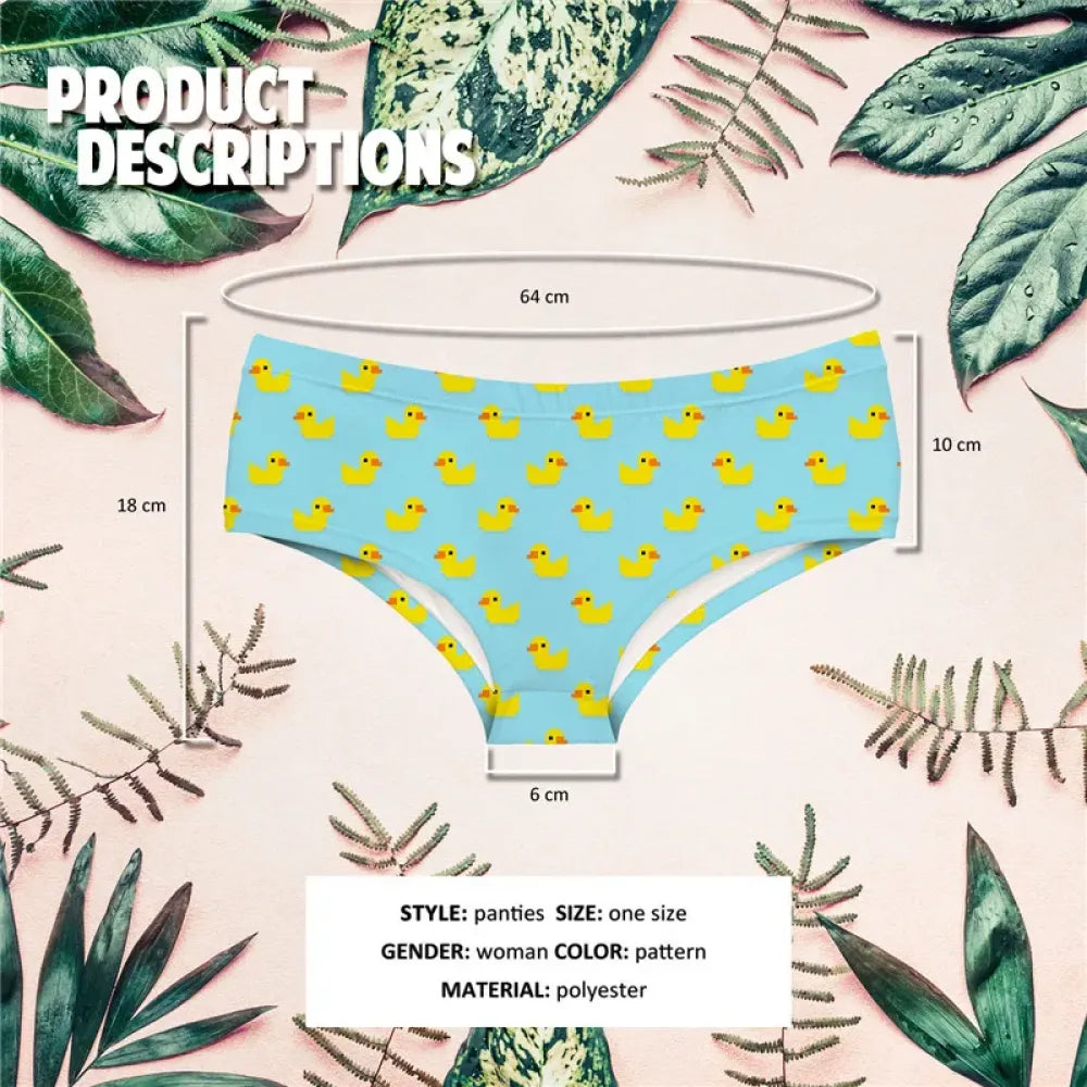 DeanFire Super Soft Women 3D Panties Underwear Ducks Yellow