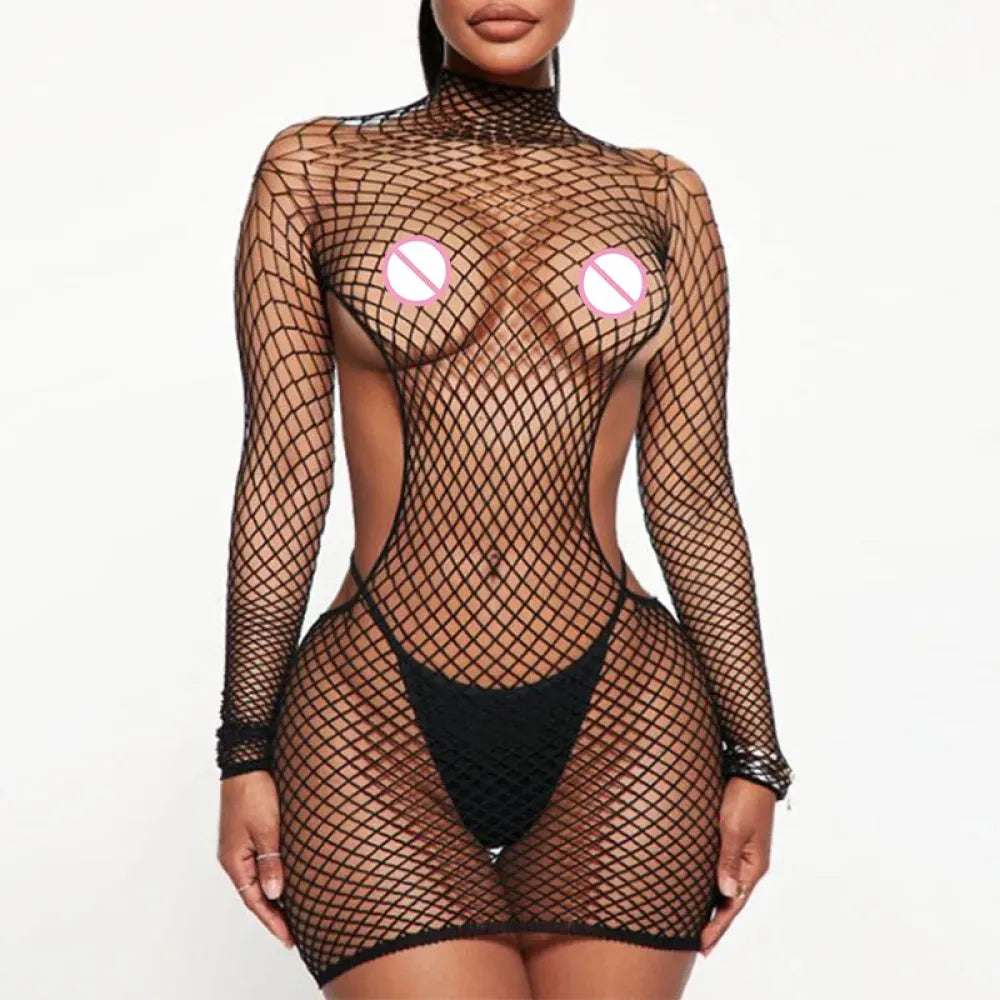 Fishnet Lingerie Set Open Back