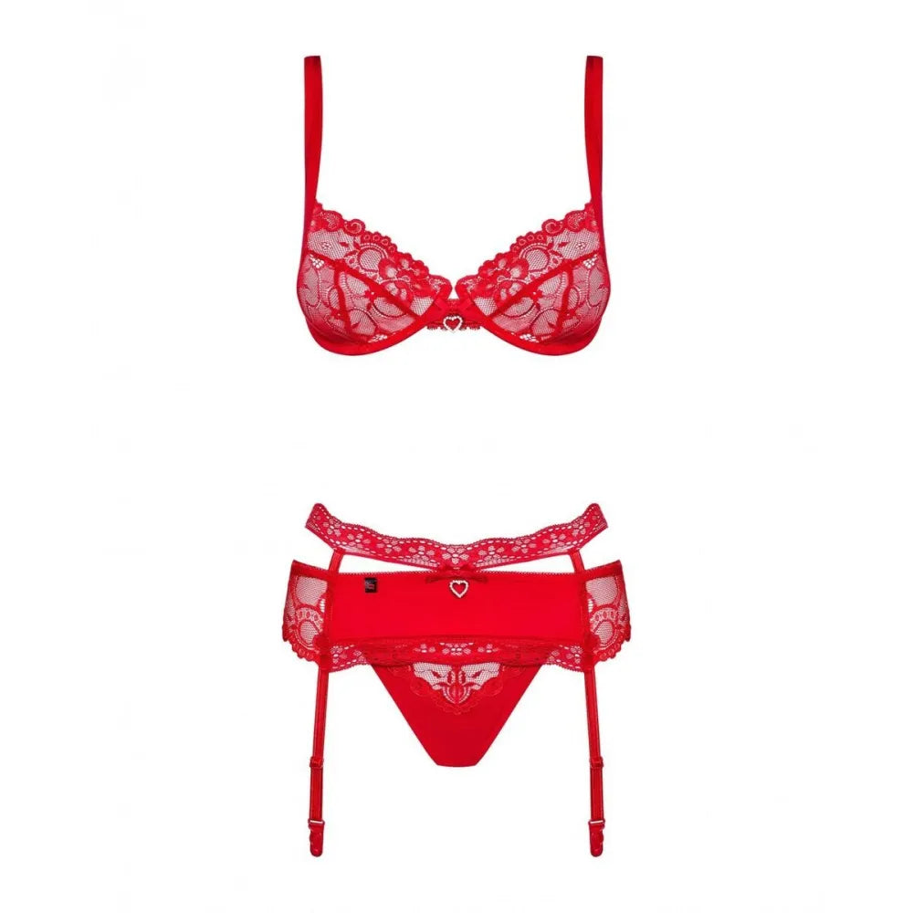 Lace Underwear Set By Obsessive Heartina Red L/Xl