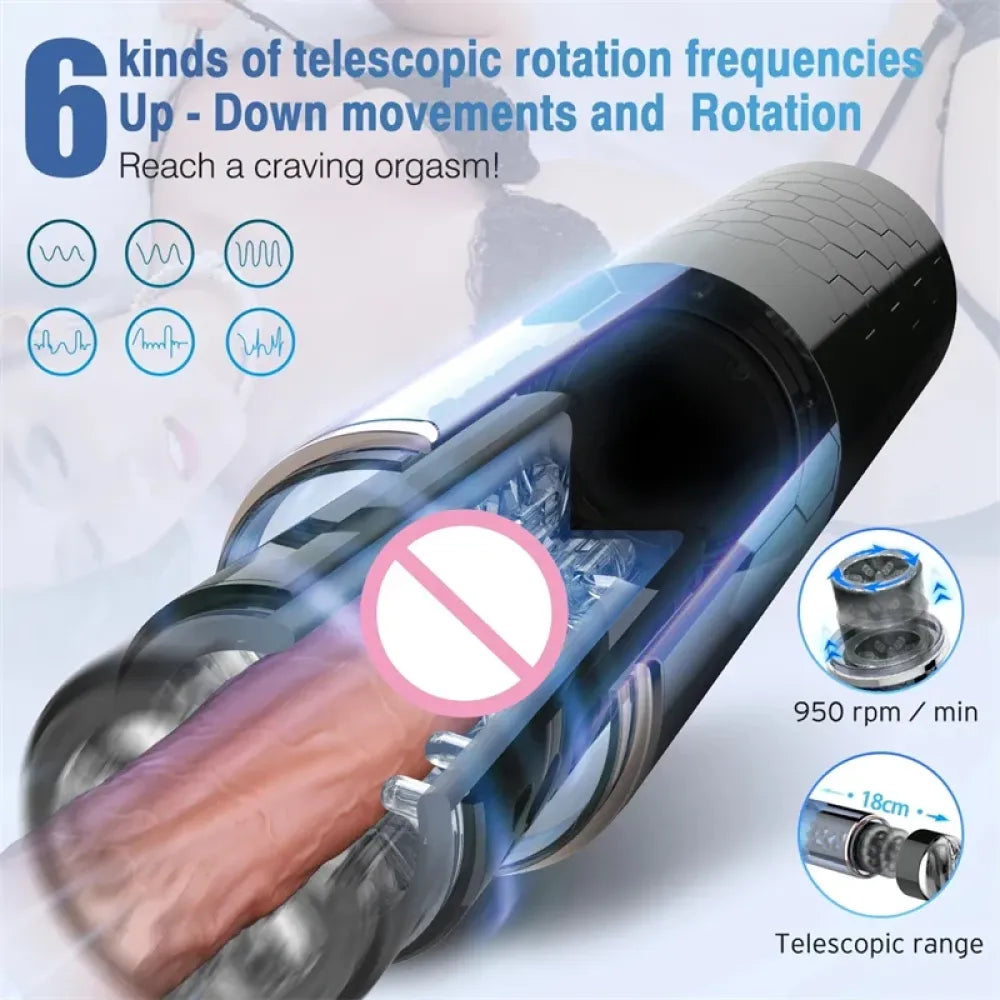 Powerful Male Masturbator Cup Telescopic Rotating for Men