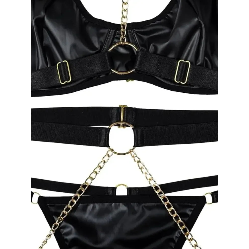 Punk Pu Leather Body Waist Belt Bodysuit Bondage Body