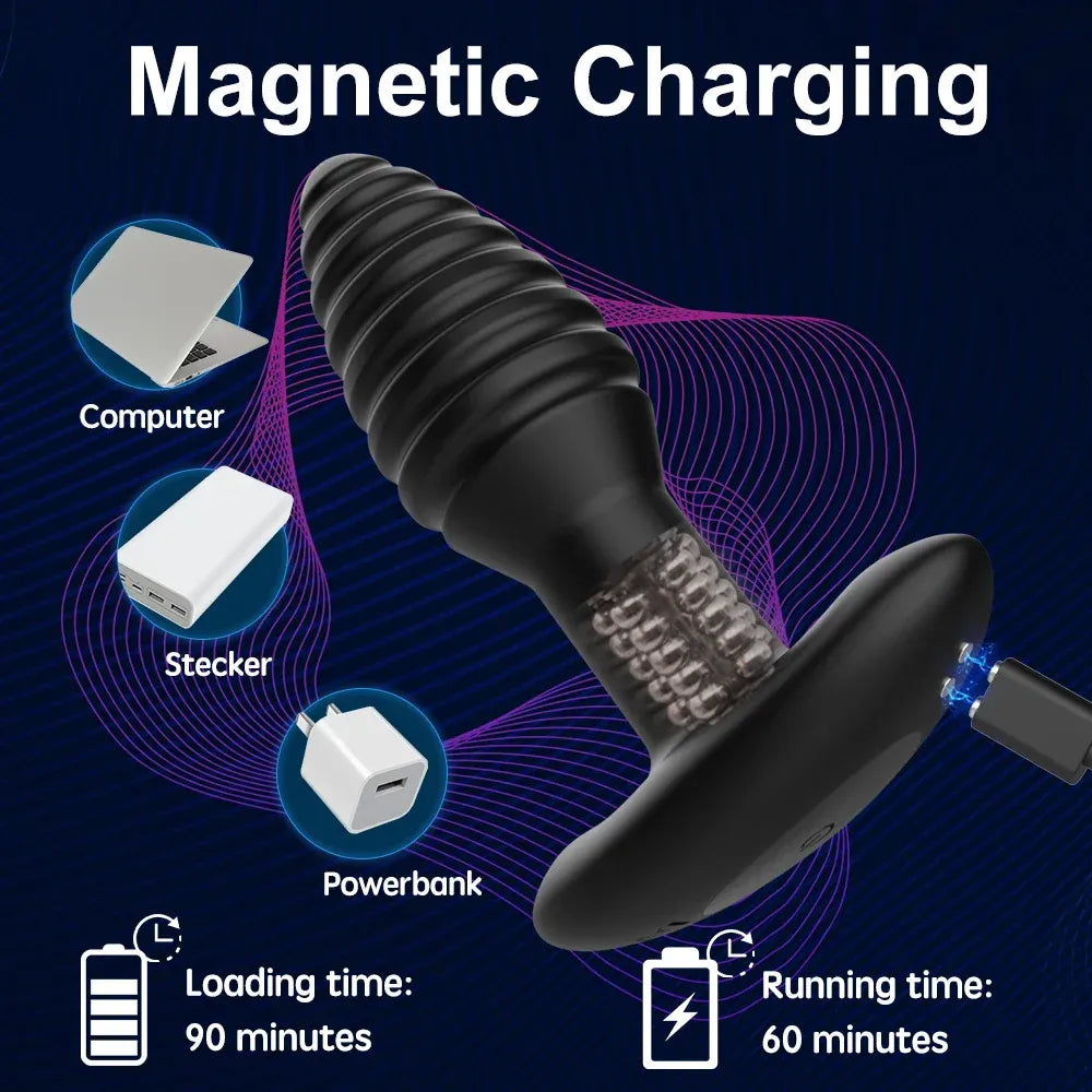 Remote Control Prostate Massager With Rotating Beads