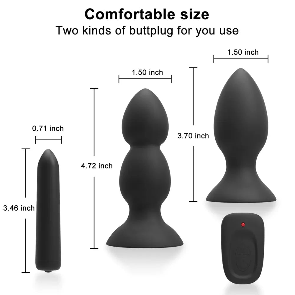 Silicone Anal Vibrator With Suction Cups And Prostate