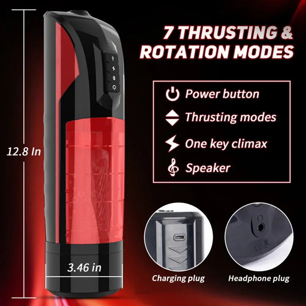 Telescopic Masturbator Cup Rotating & Sucking Sex Machine