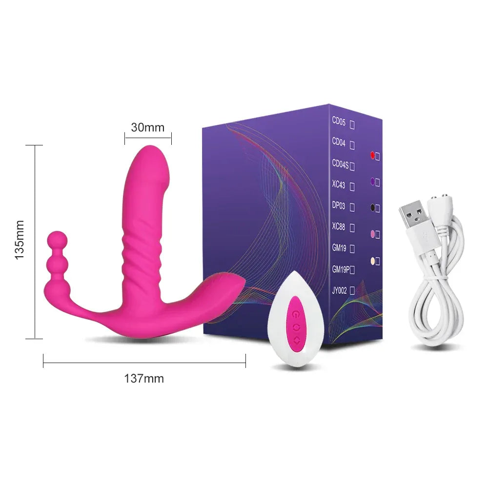 Wireless Thrusting Dildo for Women - Clitoral & Anal